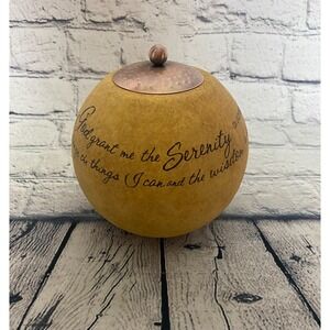 NIB Comfort Candle Serenity  Prayer Globe Copper Lid Votive Pavilion Gift Co